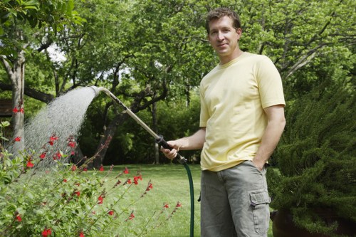 Efficient irrigation system installed in a Yiewsley garden for optimal plant growth.